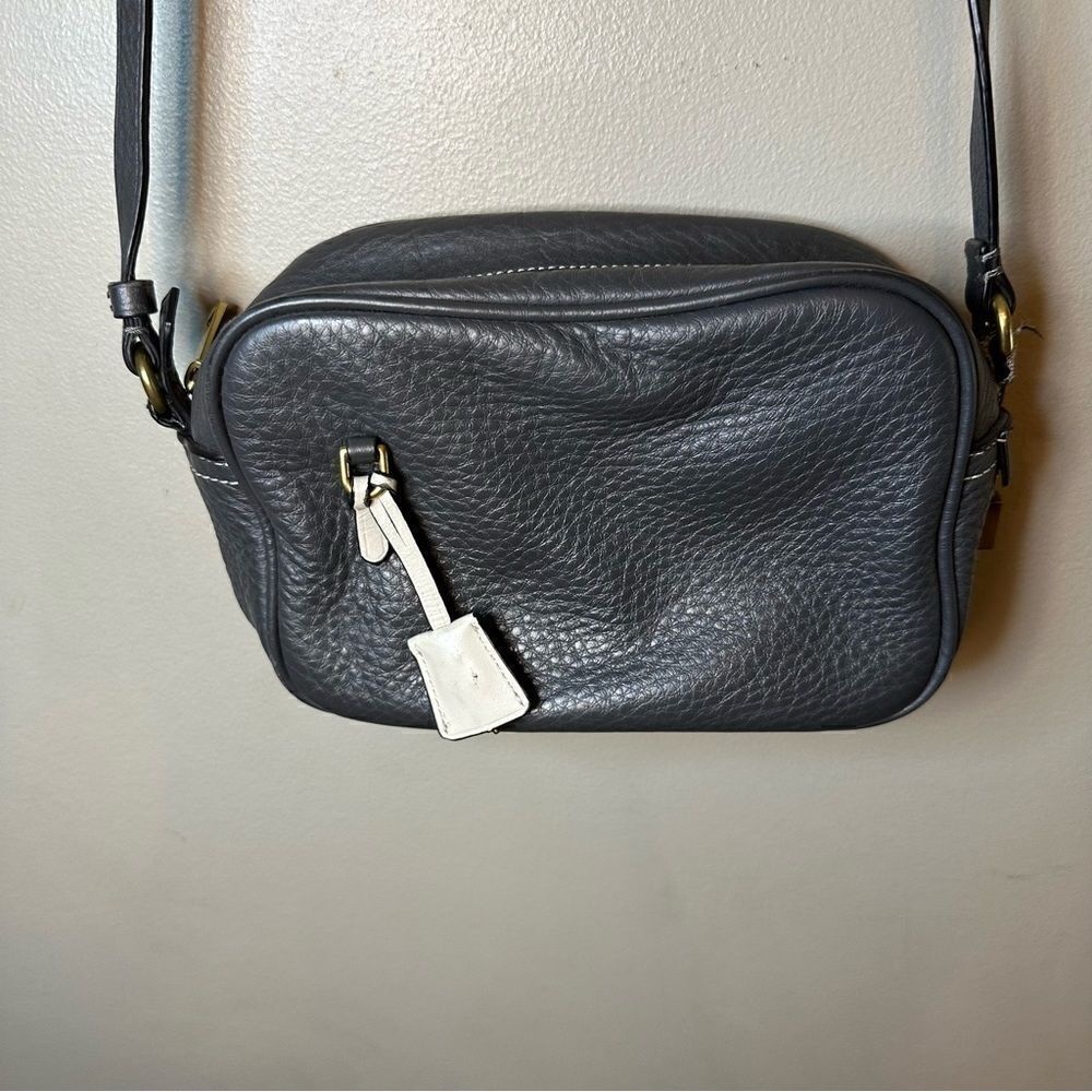 J.Crew Signet Black Leather Small Camera Crossbody Bag